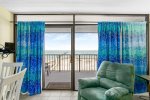 The living room has breathtaking views of Aransas Bay 